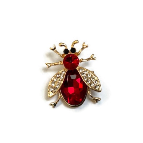 Red and Gold Flying Insect Brooch - Picture 2 of 8
